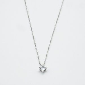 Solitaire Diamond Sterling Silver Necklace